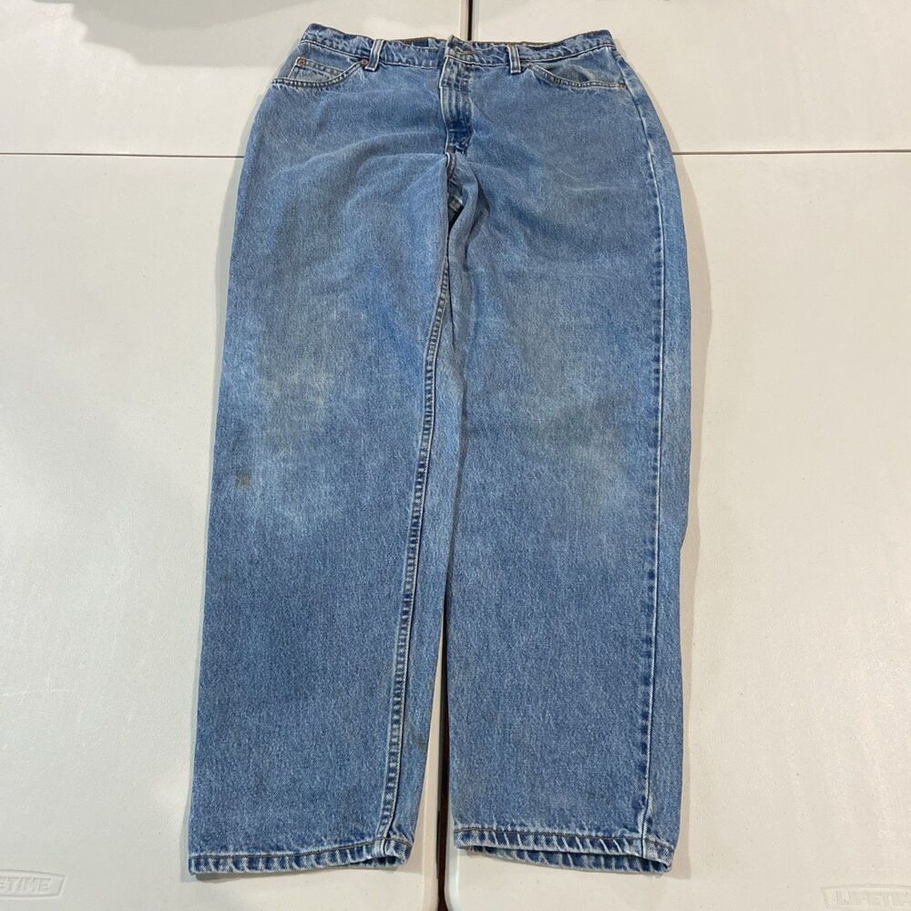 Vintage Womens Levi Jeans 961 Size 16 M Loose Fit Straight Leg Orange Tab